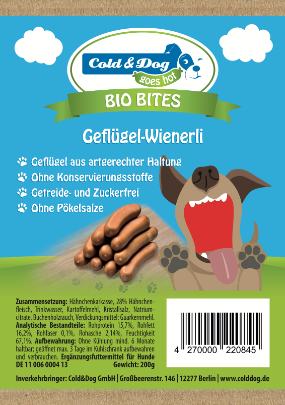 Geflügelwiener für Hund&Katz - Hähnchen aus artgerechter Haltung 3 x 200g