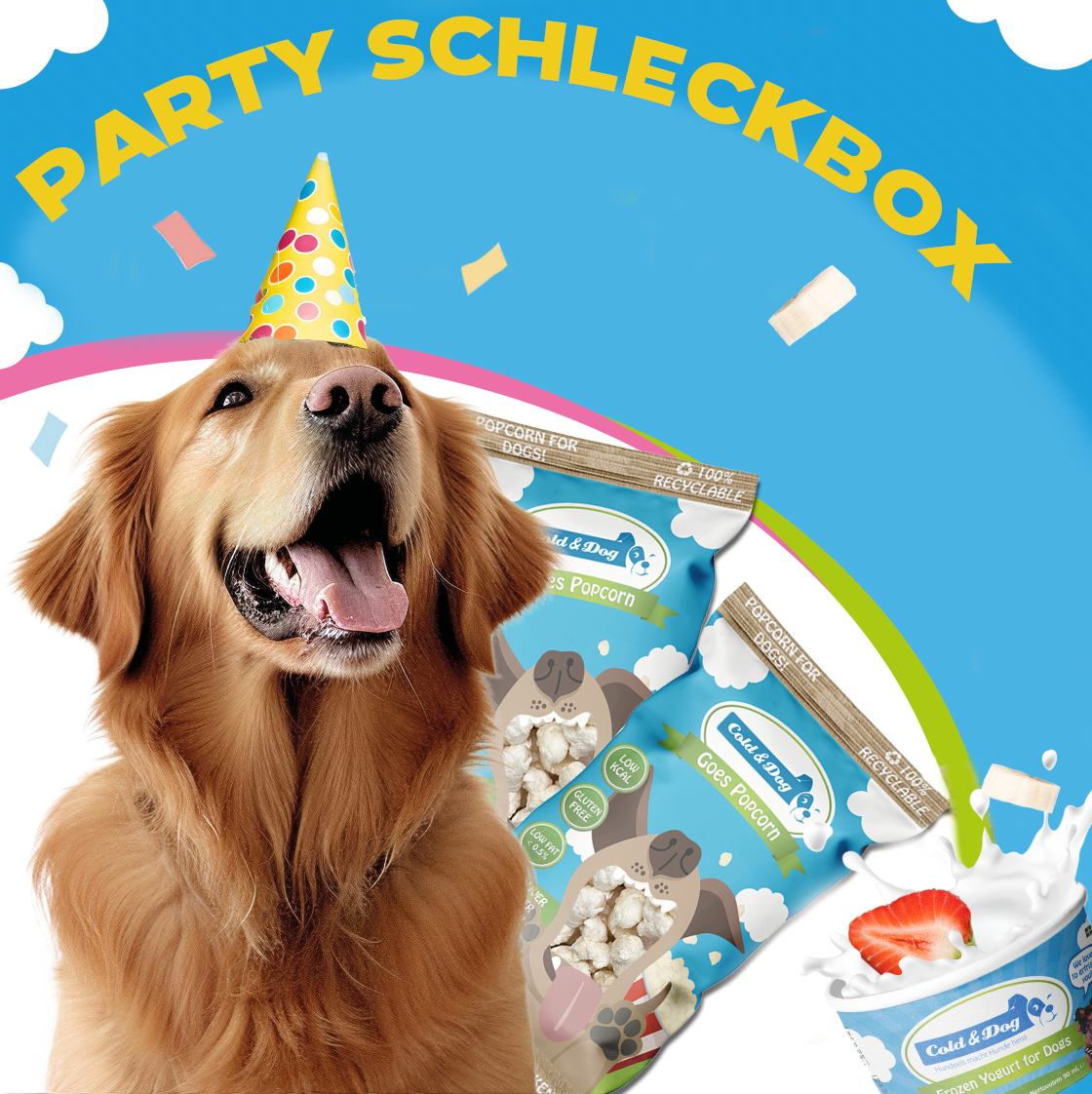 Pop & Schleckbox mit 24 Hundeeisbechern (90ml) & 5 Popcorntüten (90g) - Versandkostenfrei 90ml