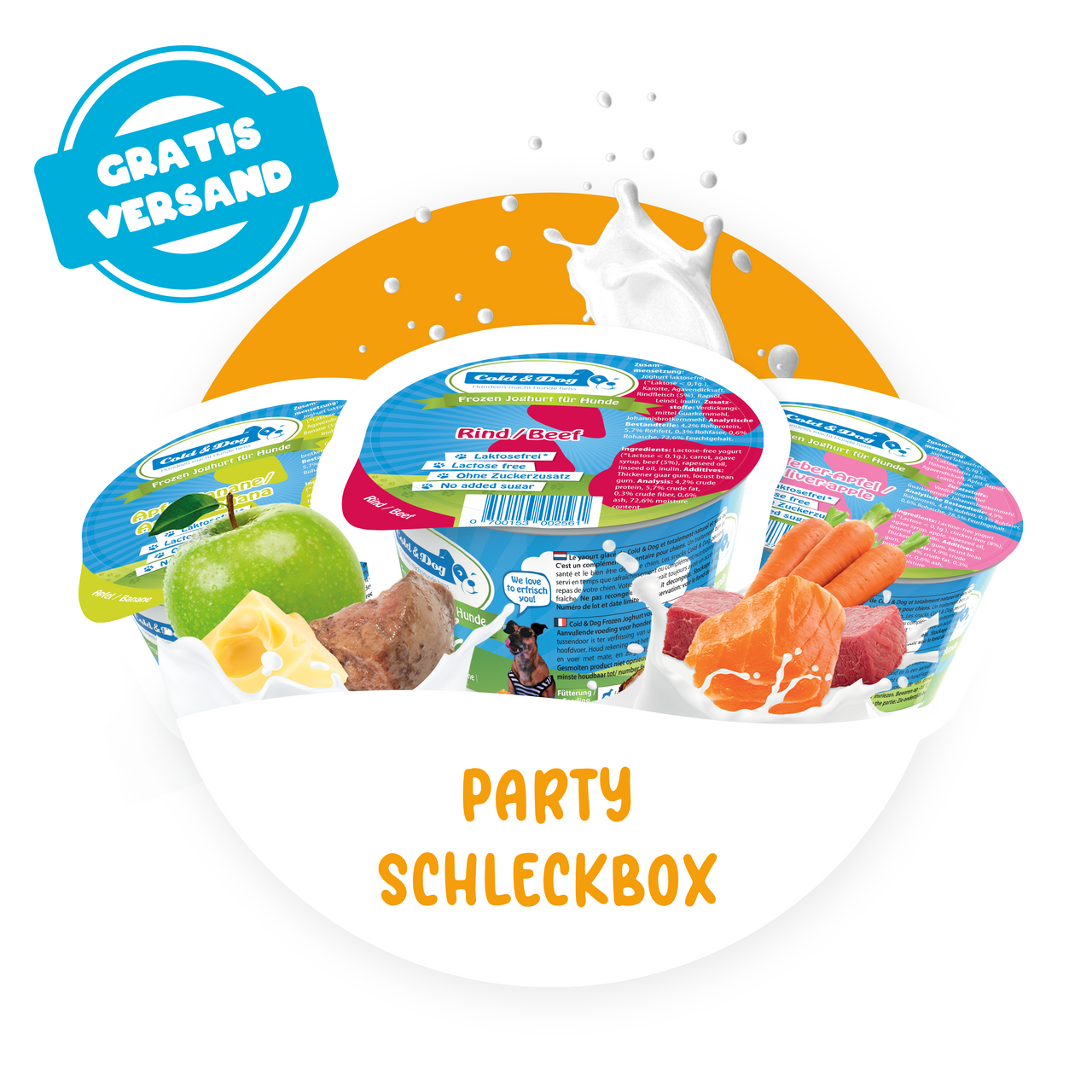 24x Hundeeis - Partybox 6 Sorten a 90ml - Versandkostenfrei